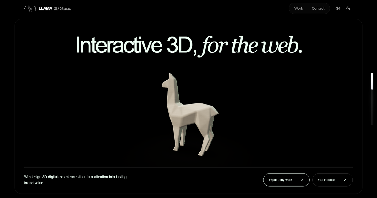 LLAMA 3D Studio - Interactive 3D Websites & Experiences